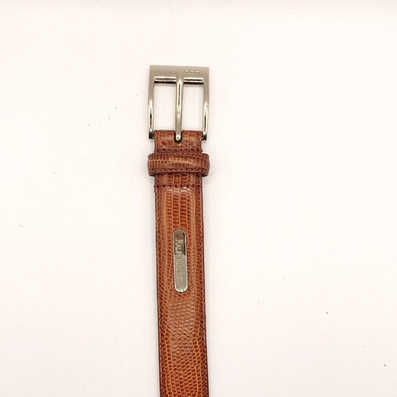 Ralph Lauren RL Crown 67 Brown Reptile Embossed Genuine Leather Belt Size M - Picture 9 of 14
